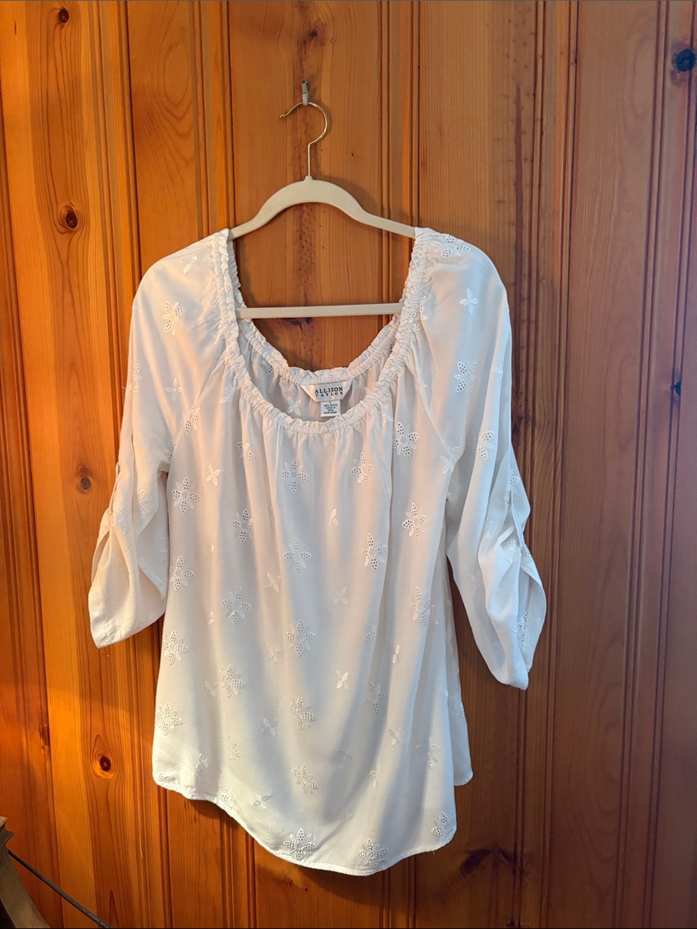 Allison Joy White Eyelet Peasant Blouse